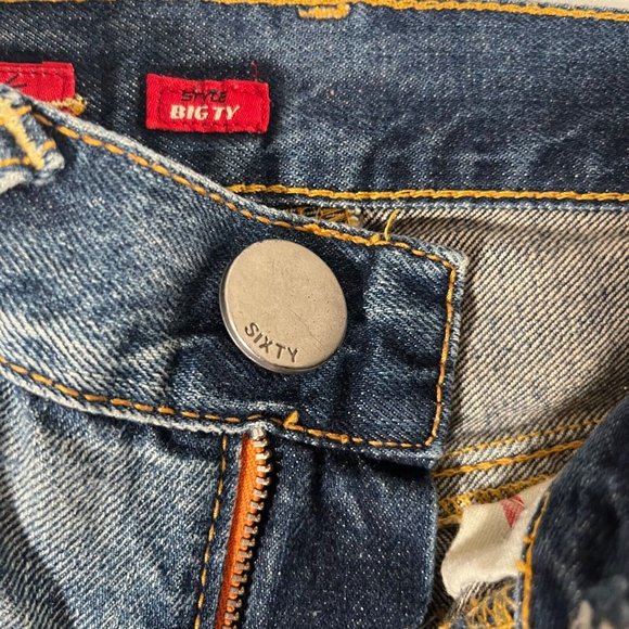 MISS SIXTY Vintage Distressed Denim Jeans Y2K Medium Dark Wash Orange Zipper 28 - Picture 11 of 16